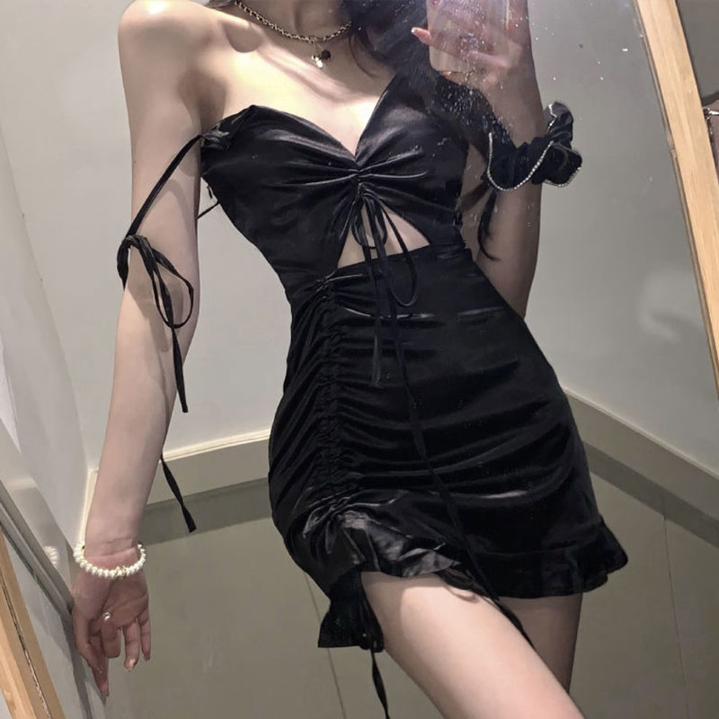 Formal Wear For Women Xl - Sexy Black Satin dress Bodycon party
