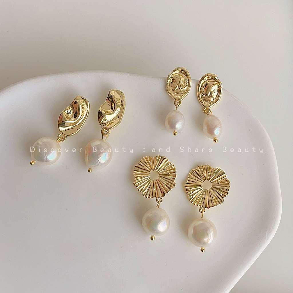 Pearl Earring Stud - DIY accessories French retro baroque natural