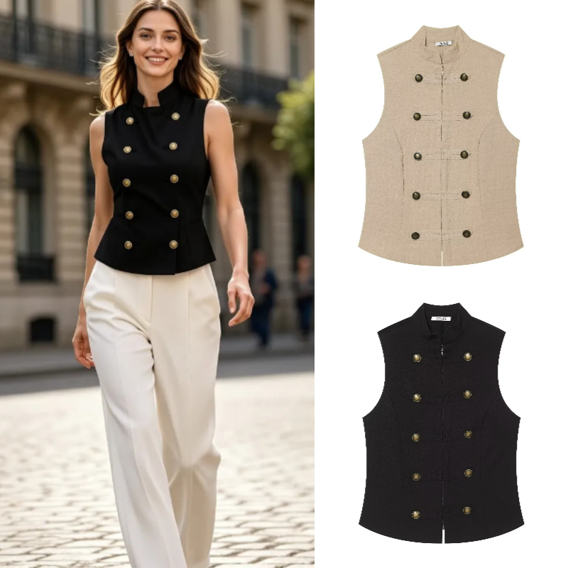 Women'S Formal Day Wear - Women's Slim Fit Sleeveless Button Down