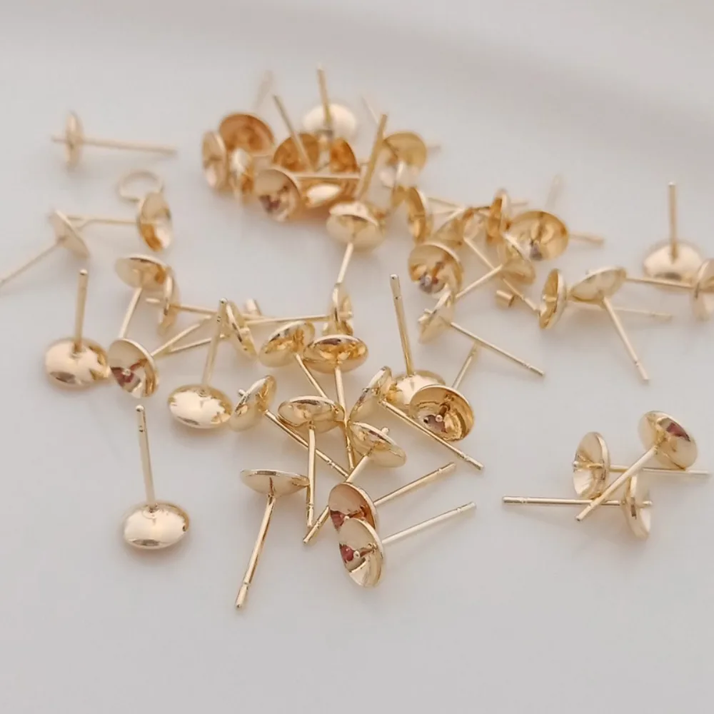 Pearl Earring Stud - 14K Gold-plated Bead Accessories, Half-hole Pasted