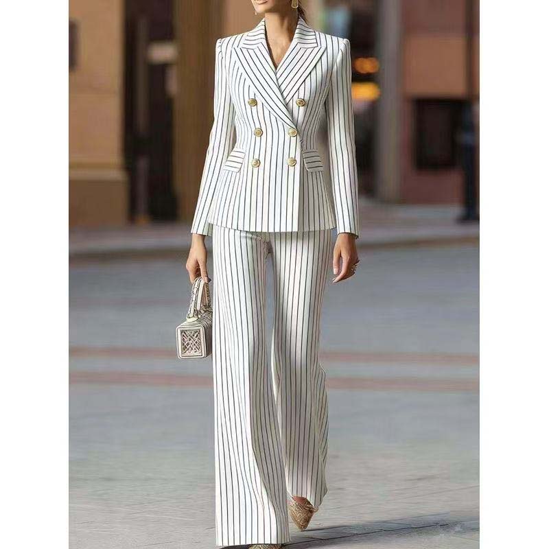 Women Formal Wear Business - Autumn Pant Suit Women Striped Female
