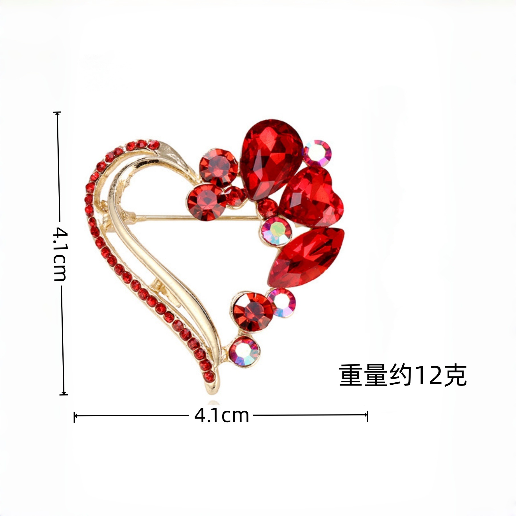 Red Crystal Open Heart Brooch  - Women'S Formal Day Wear ulasan dan harga