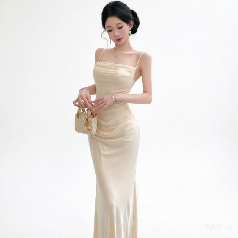 Chic Beige mesh Slip Dress Ele - Formal Wear For Women Xl ulasan dan harga