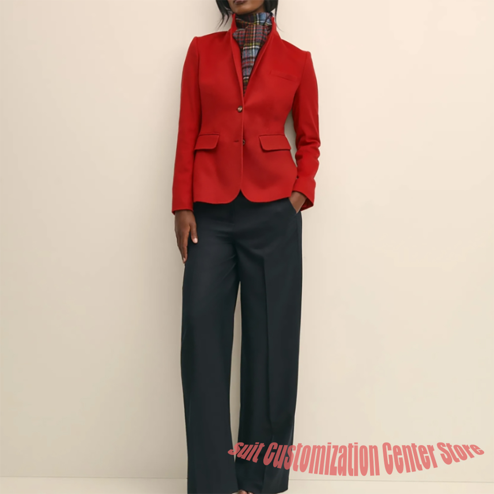 Women's Navy Woolen Clothes Si - Formal Winter Wear Women Jacket ulasan dan harga
