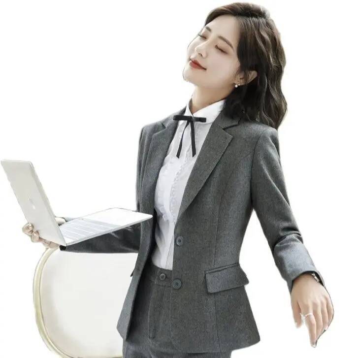 Novelty Gray Formal Blazers an - Formal Winter Wear Women Jacket ulasan dan harga
