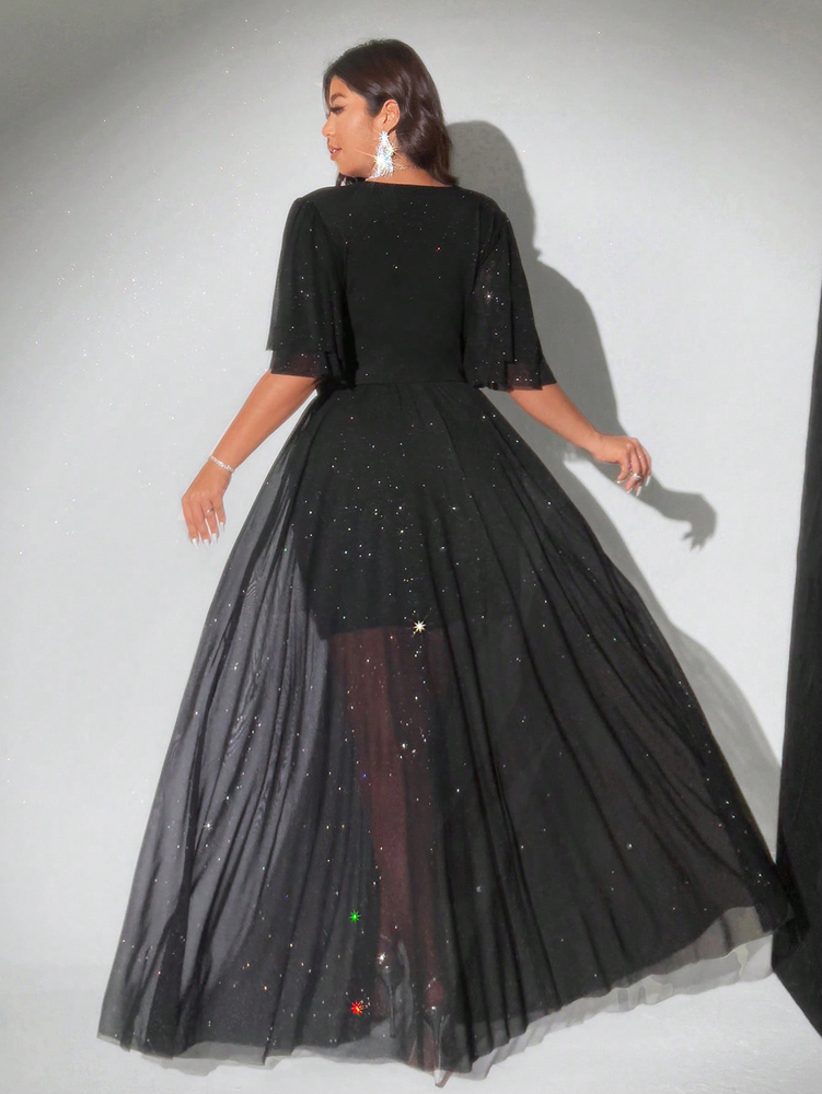 Plus Size Sparkly Tulle Party  - Women Formal Office Wear Tops ulasan dan harga