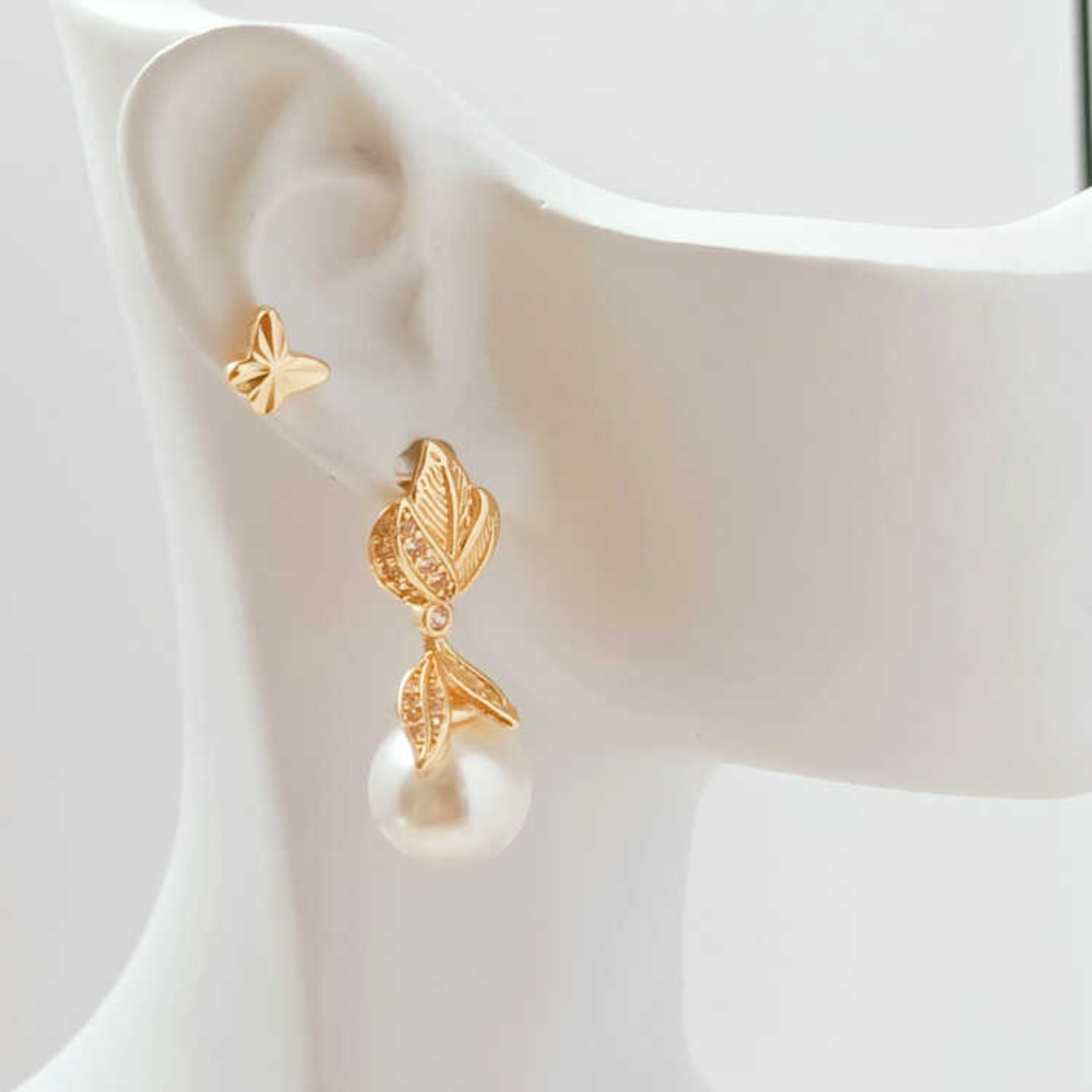 14K Micro-zirconium Baroque Br - Pearl Earring Stud ulasan dan harga