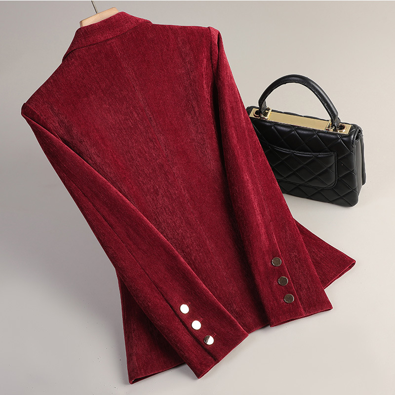 Yellow Gold Velvet Blazer Wome - Formal Winter Wear Women Jacket ulasan dan harga