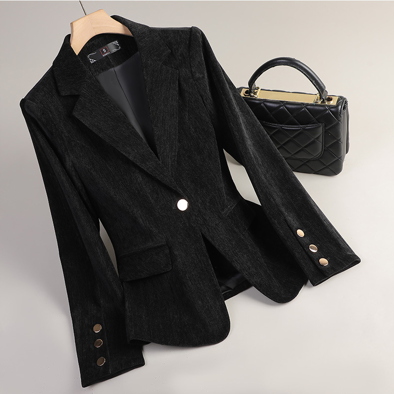 Yellow Gold Velvet Blazer Wome - Formal Winter Wear Women Jacket ulasan dan harga