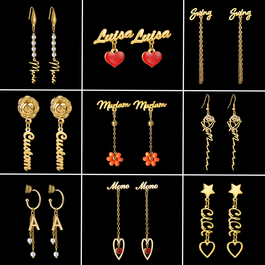 Auxauxme Custom Name Earrings  - Pearl Earring Stud ulasan dan harga