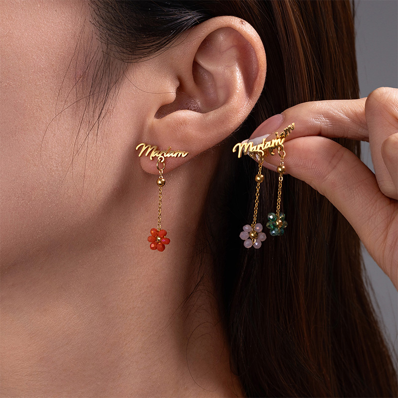 Auxauxme Custom Name Earrings  - Pearl Earring Stud ulasan dan harga