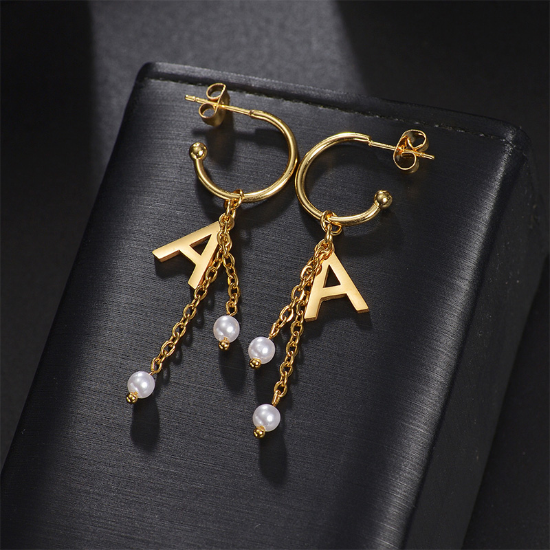 Auxauxme Custom Name Earrings  - Pearl Earring Stud ulasan dan harga