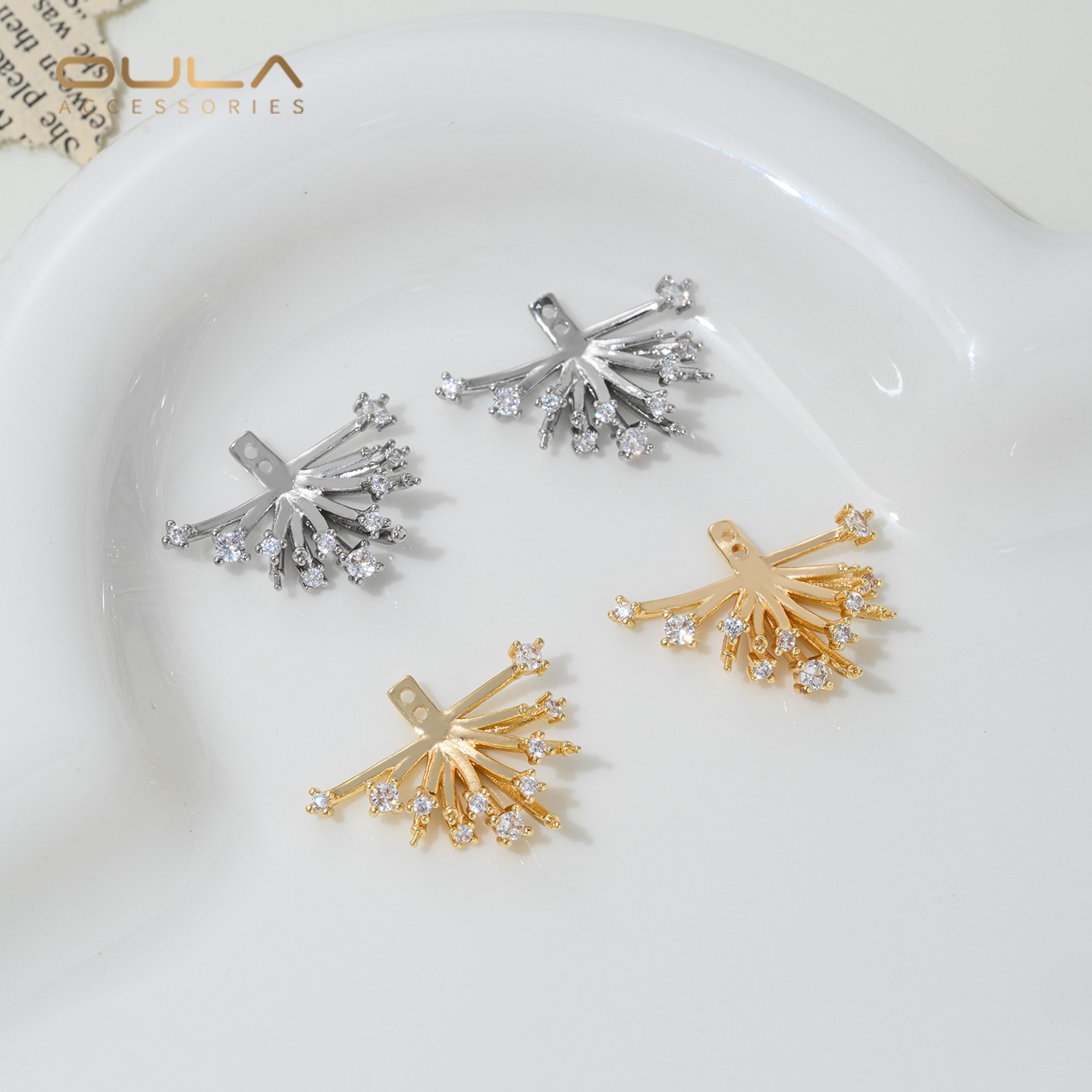 14K Gold Plated Zircon Firewor - Pearl Earring Stud ulasan dan harga