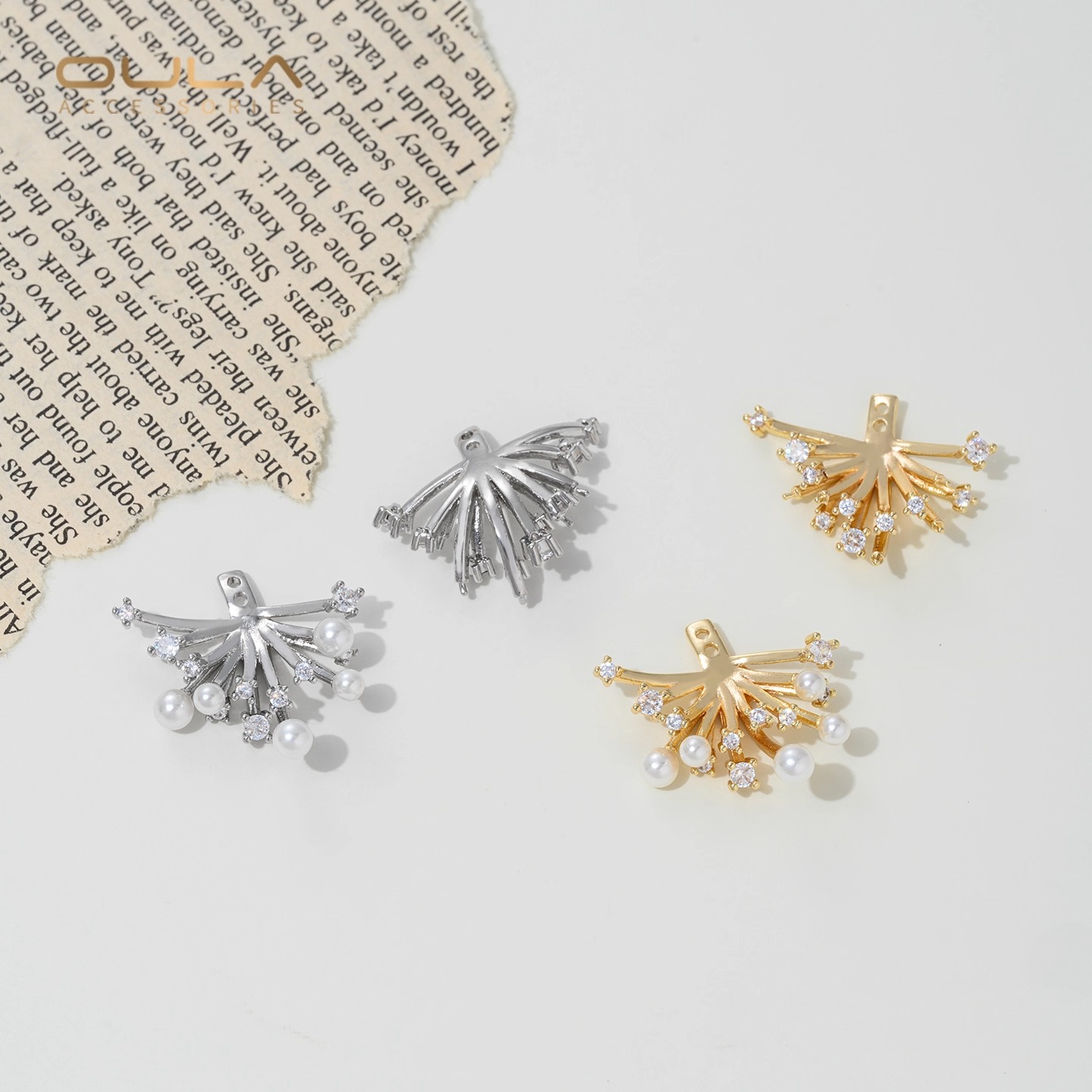 14K Gold Plated Zircon Firewor - Pearl Earring Stud ulasan dan harga