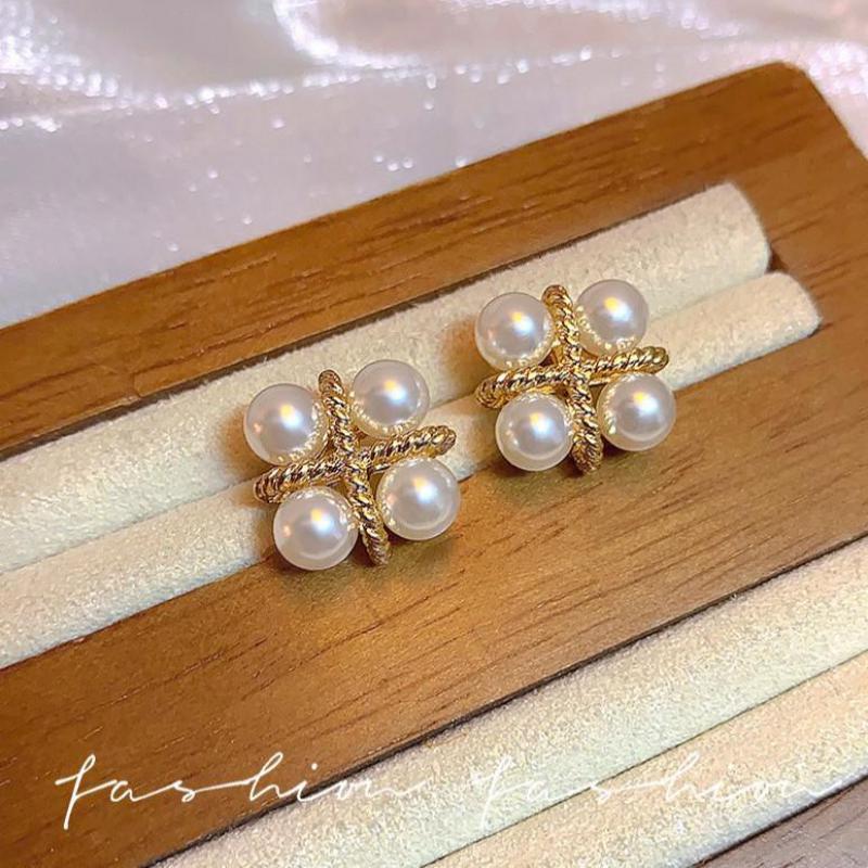 925 Silver Needle Korean Fashi - Pearl Earring Stud ulasan dan harga