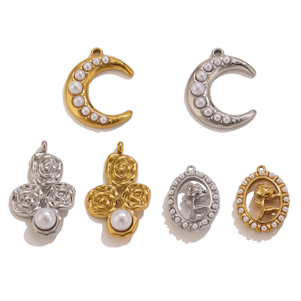 5Pcs Stainless Steel 18K Gold  - Pearl Earring Stud ulasan dan harga