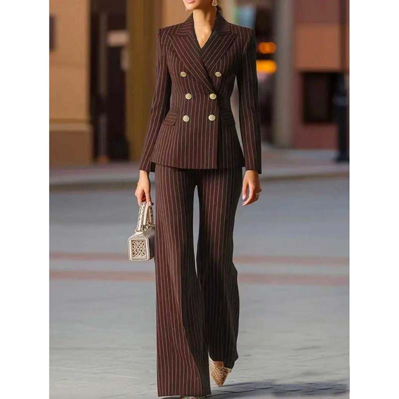 Autumn Pant Suit Women Striped - Women Formal Wear Business ulasan dan harga