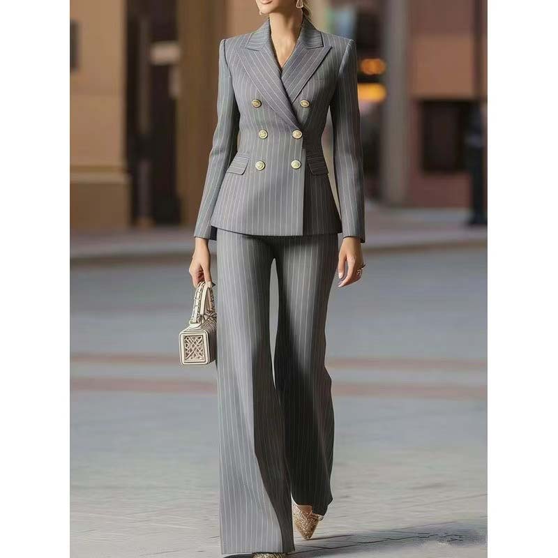 Autumn Pant Suit Women Striped - Women Formal Wear Business ulasan dan harga