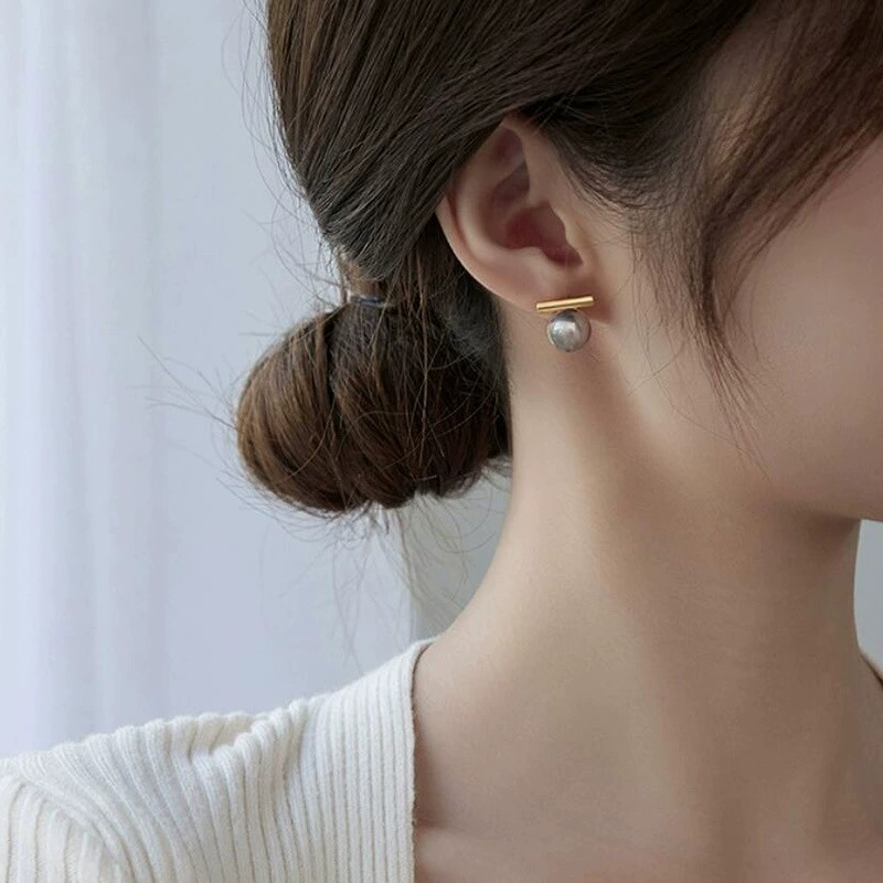925 Silver Needle Korean Fashi - Pearl Earring Stud ulasan dan harga