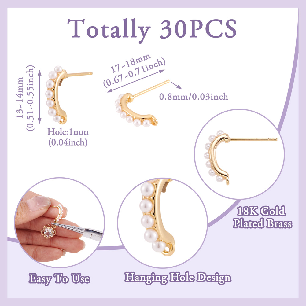 30pcs Brass Stud Earring Findi - Pearl Earring Stud ulasan dan harga