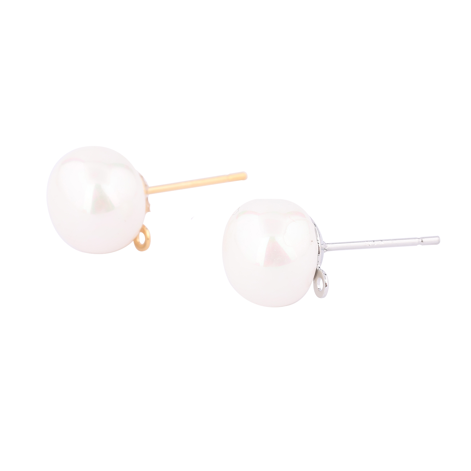 10pcs Copper White K Gold Plat - Pearl Earring Stud ulasan dan harga